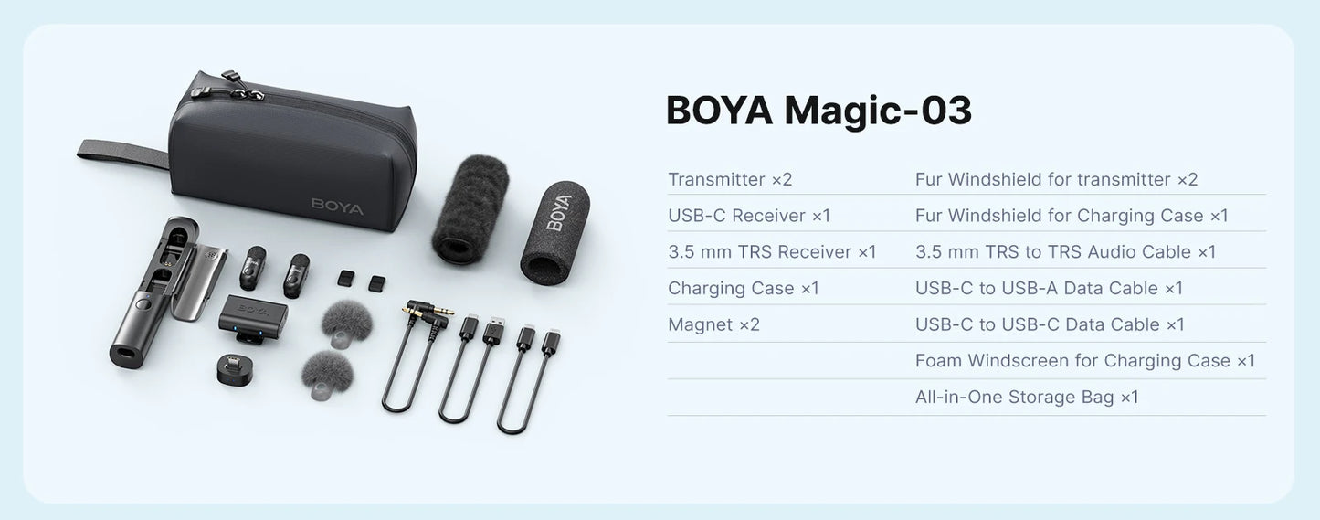 BOYA BOYA Magic Wireless Lavalier Microphone 4 Forms in 1 Mic for iPhone Android USB-C Phone Camera for Interview Live Streaming