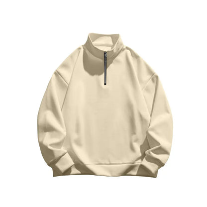 Autumn and winter new men's fleece sweatshirt stand-up collar half zipper long sleeve cross-border European trend men's top