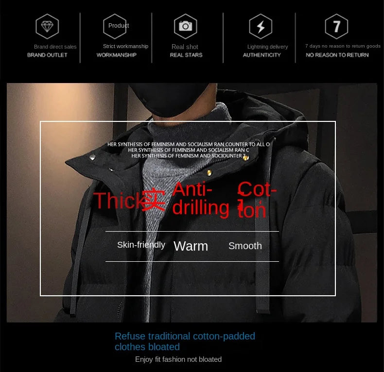 Winter new cotton jacket plus size men's Korean version casual fashion versatile warm cotton jacket medium long style