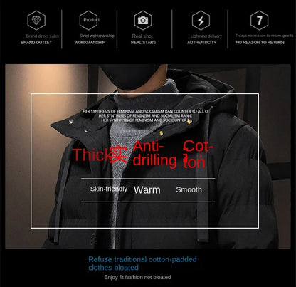 Winter new cotton jacket plus size men's Korean version casual fashion versatile warm cotton jacket medium long style