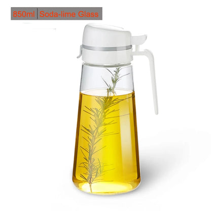Olive Oil Dispenser Bottle - Auto Flip Glass Kitchen Container Leakproof for Cooking Oil Soy Sauce Coffee Syrup