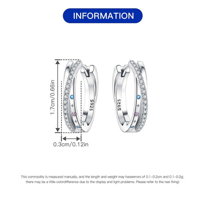 Orstarry S925 Sterling Silver Square Chain With Stone Inlaid Earrings Hoop Earrings For Women Jewelry Original Party Trendy Gift