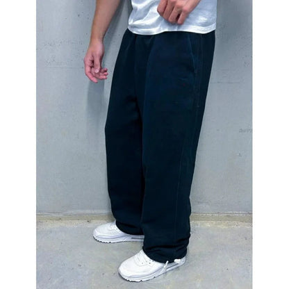 Autumn Winter Man/Woman Jogging Straight Sweatpants Street Style Wide Leg Pants Casual Solid Colors Versatile Loose Men's