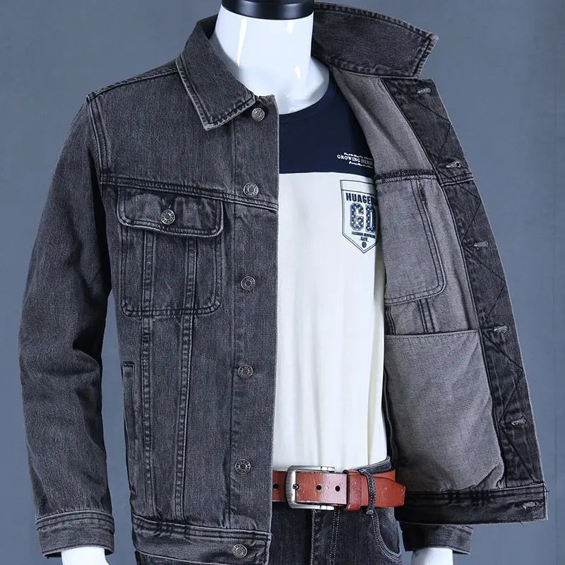 Autumn and Winter 2026 Retro Denim Jacket Men's Korean Slim Trend Handsome Multi-pocket Brand Man Luxury Tooling Jacket Men