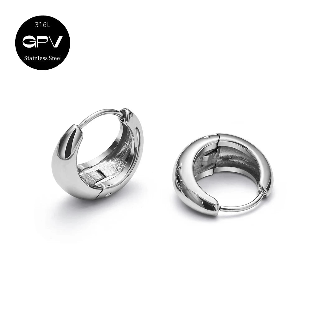 2PCS 316L Medical Stainless Steel Earrings With A Niche Design Women's Perforated Jewelry Light Luxury Ear Rings