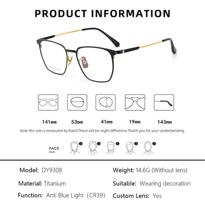 Titanium Reading Glasses - Ultralight Square Frame With Photochromic Lenses