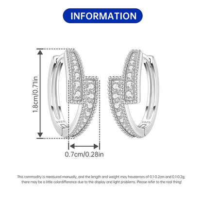Orstarry S925 Sterling Silver Square Chain With Stone Inlaid Earrings Hoop Earrings For Women Jewelry Original Party Trendy Gift