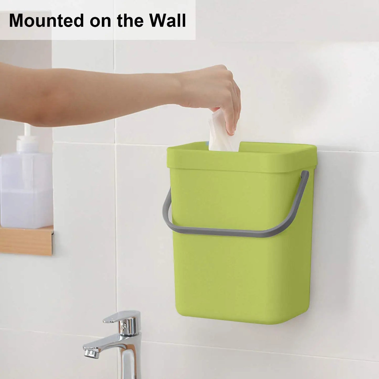 Hanging Small Trash Can with Lid - Under Sink Kitchen  Bathroom Waste Bin