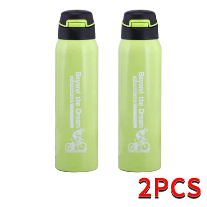 500ML Bicycle Water Bottle Vacuum Stainless Steel Cycling Water Bottle Double Walled Simple Thermo Mug Insulated With Straw