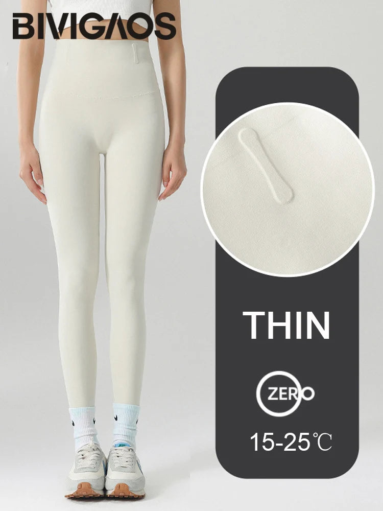 High Waist Leggings - Seamless Fleece Velvet Women's Fitness Pants, Warm & Slim