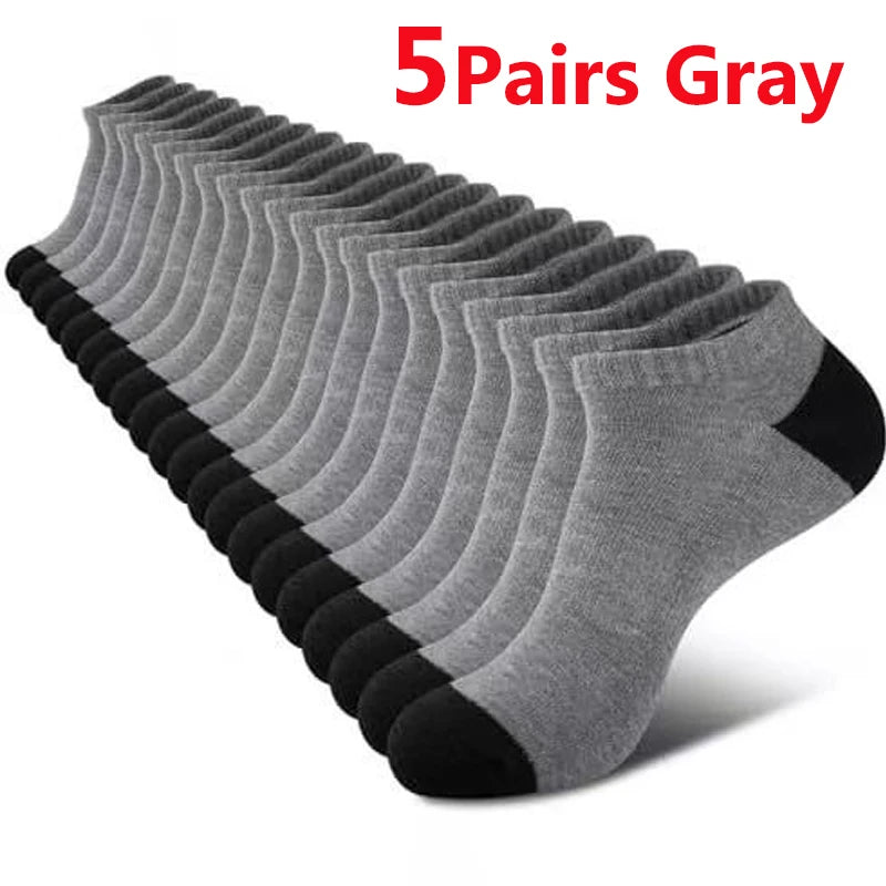 5 Pairs Ankle Running Socks Men Solid Sweat Absorbing Short Socks Comfortable Breathable Low Cut Sport Socks