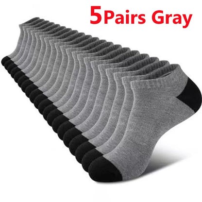5 Pairs Ankle Running Socks Men Solid Sweat Absorbing Short Socks Comfortable Breathable Low Cut Sport Socks