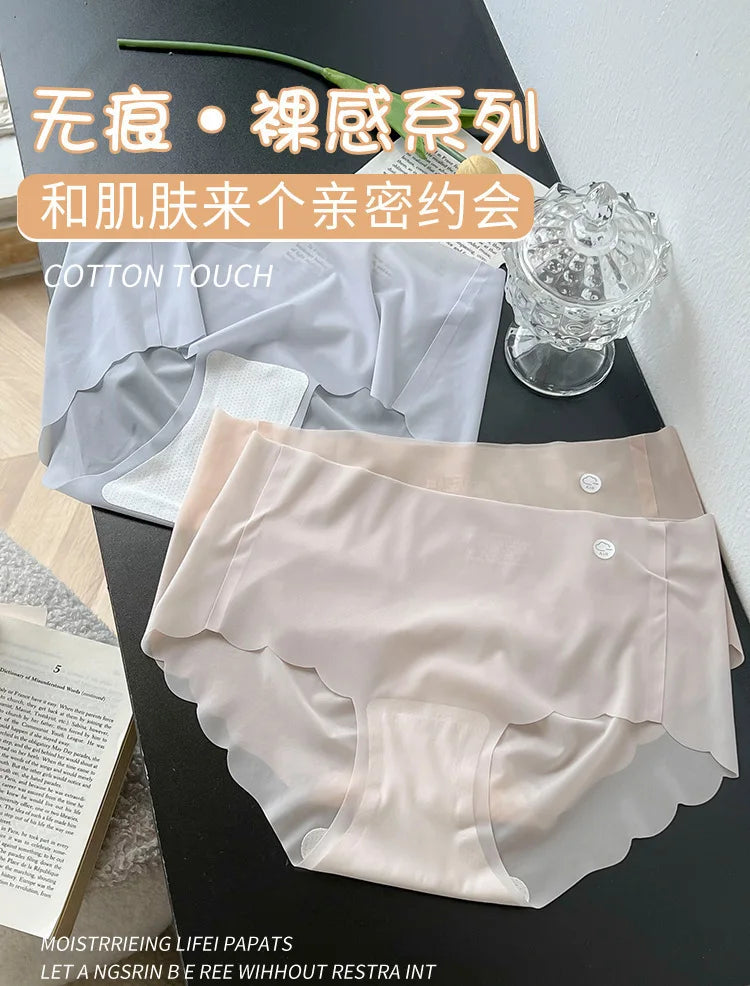 6PCS Women Summer Seamless Thin Underwear Panties Ultra-thin Briefs Ice Silk Ladies High Quality Breathable Underpants Lingerie