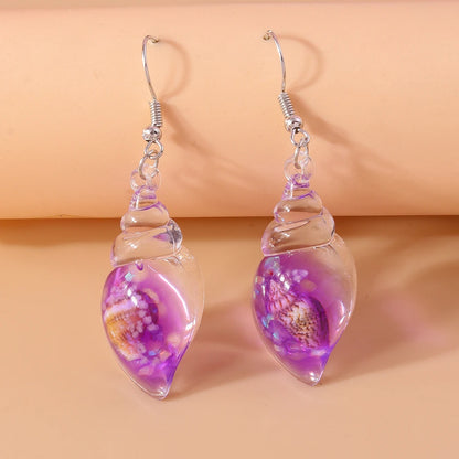 Aihua Colorful Resin Summer Beach Shell Conch Earrings for Women Girls Vacation Earrings Brincos Sweet Jewelry Gifts
