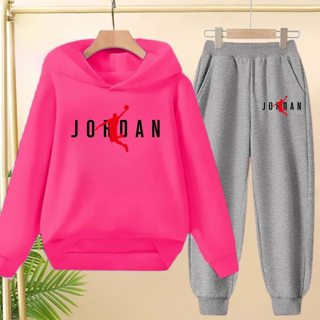 Children's Sportswear Set with Hoodie Sweatshirt And Long Pants Suitable for Kids Aged 3-13 Years Old for Engaging in Sports