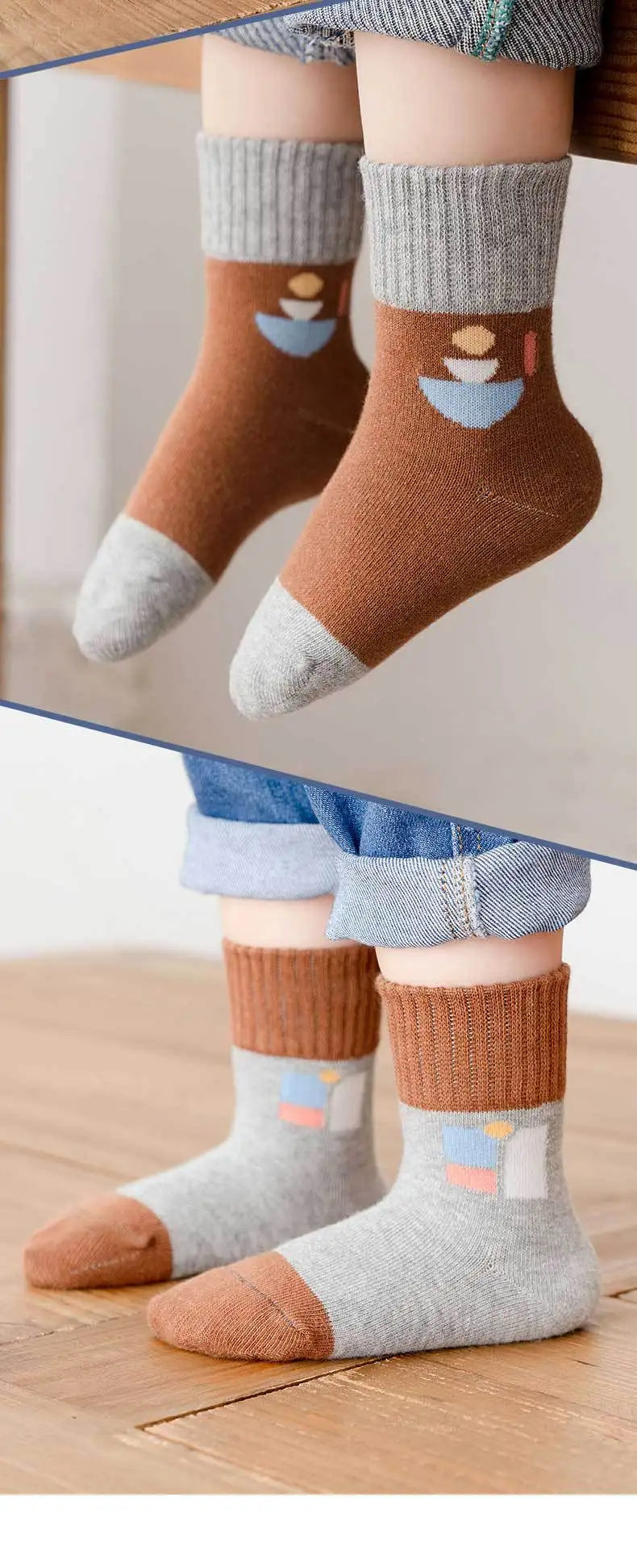 5Pairs/Lot Cute Stripe Cartoon Kids Socks Knit Warm Girls Boys Children Sock Baby Flower Floral Short Socken For 1-9Years