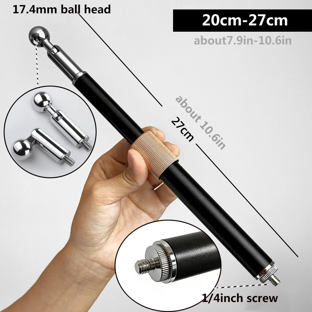 Metal Tube Extendable Rod Selfie Stick Monopod Extention Pole Stand Holder with 1/4inch Screw Ball Head for Mobile Phone Cameras