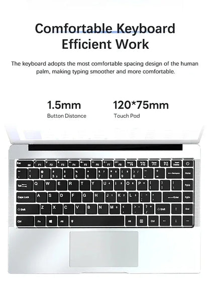 2026 Intel Core i7 9850H Atom A3950 Portable Laptop Computer 14.1" HD Gaming Laptops Windows 11 Pro SSD 2TB RAM 16GB PC Notebook