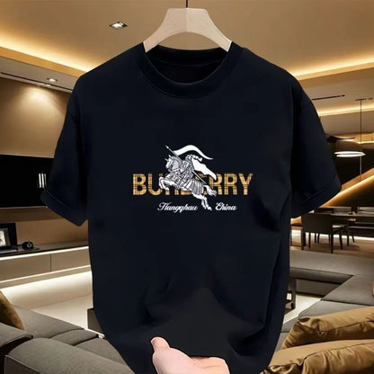 European Trendy Brand Short-sleeved T-shirt Men's Summer Round Neck Loose T-shirt Couple's Casual Printed Trendy Versatile Top