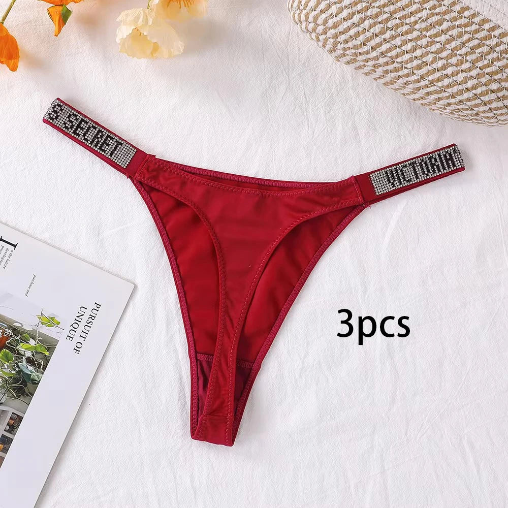 3PCS Victoria's Secret Lace Thongs Woman Comfortable Breathable Panty High Waist Women Underwear Sexy Lingerie Panties Seamless