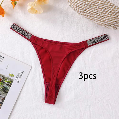 3PCS Victoria's Secret Lace Thongs Woman Comfortable Breathable Panty High Waist Women Underwear Sexy Lingerie Panties Seamless