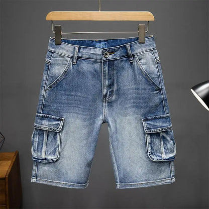 Denim Shorts Men – Casual Summer Knee Length Jean Shorts with Multiple Pockets
