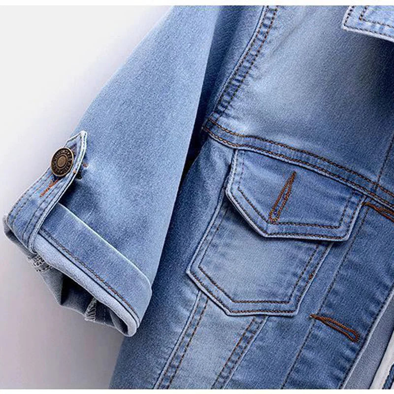 2025 New Spring Summer Women Short Denim Jacket  Fashion Slim Jeans Cape Coat