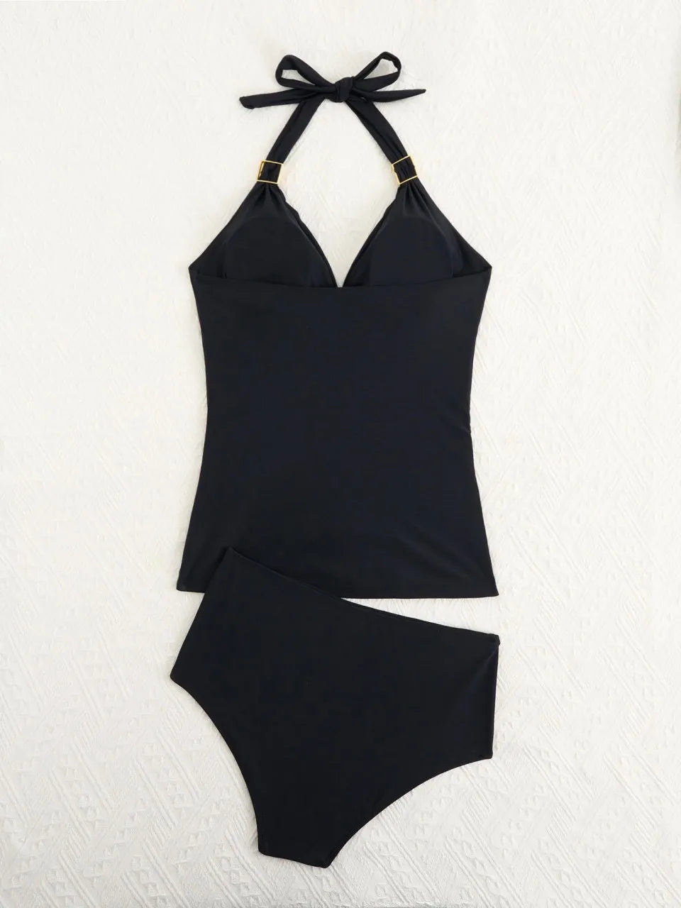 2026 Halter Tankini Set 2 Pieces Solid Backless Swimwear Women High Waist Swimsuit Female Bathing Swimming Suit Padded Beachwear