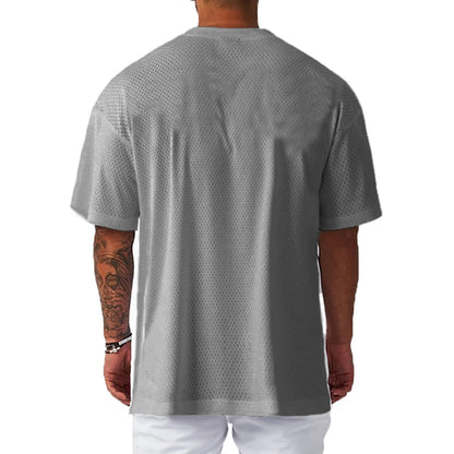 Oversized Breathable Loose Mens Sport T-Shirts Gym Fitness Bodybuilding Half-Sleeve Shirts Summer Quick Dry Mesh Casual Clothing