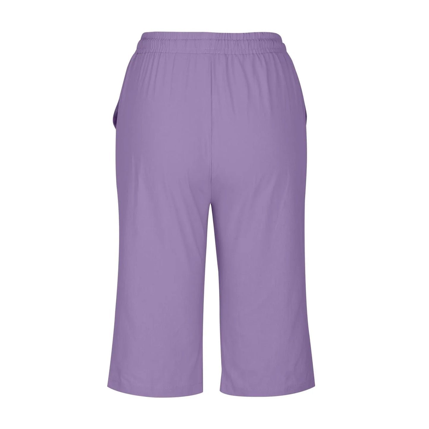 Casual Cotton Linen Pants For Female Streetwear Solid Color Wide Leg Capri Versatile Palazzo Pants Baggy Cargo Pants With Pocket