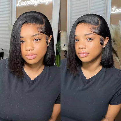 Vietnamese Human Hair Wig - 13x6 Lace Frontal Wig, 250% Density, Natural Black Bob