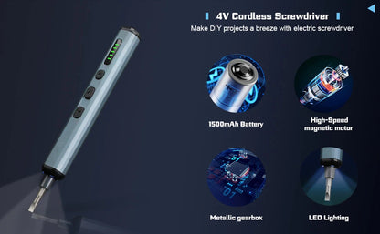 Cordless Precision Electric Screwdriver Set - 68 in 1 with 64 S2 Drill Bits and LED Hand Tool