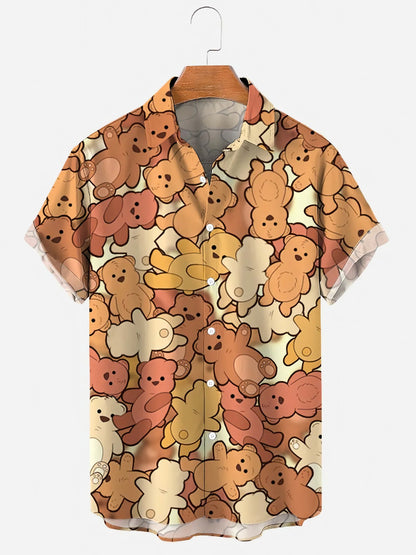 Summer Men's Hawaiian Short Sleeve Printed Shirts Loose Fitting Oversized Social Cartoon Pictures Floral Casual Fashion Clothing