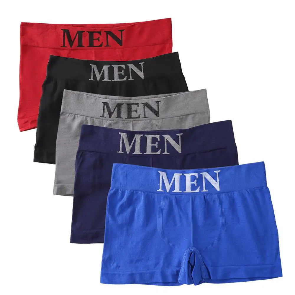 5PCS Thin High Elastic Men's Boxers Comfortable Plain Color Boxer Briefs Breathable Solid Underpants for Men