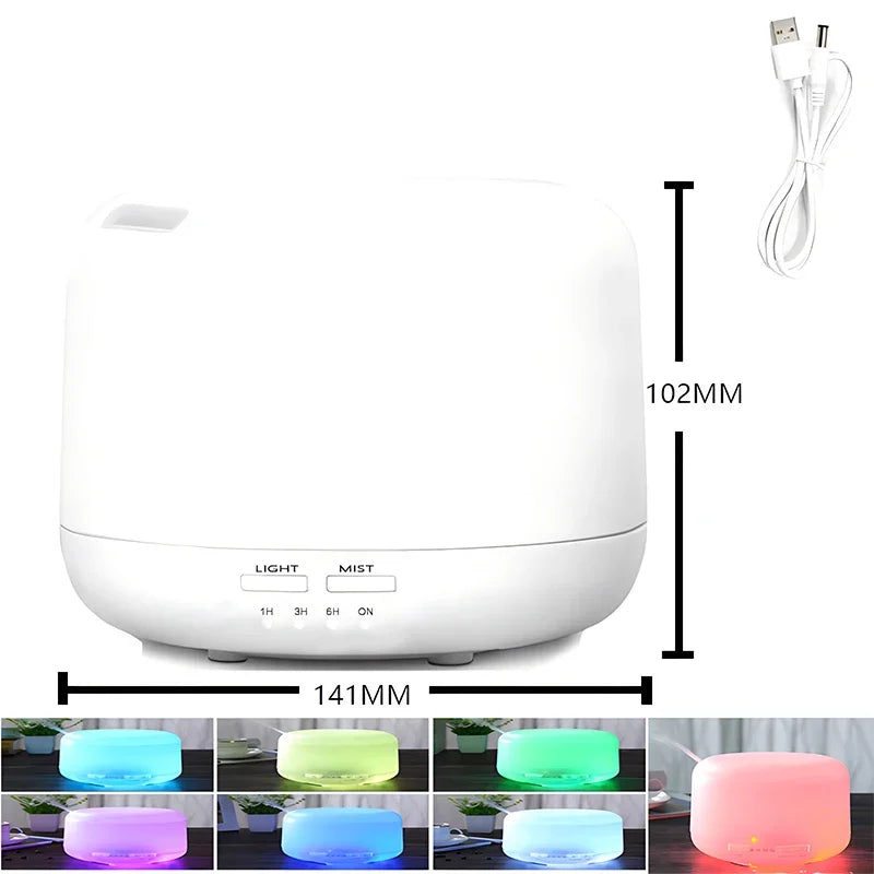 500ML Essential Oil Diffuser - Mini Aroma Humidifier with Colorful Night Lights