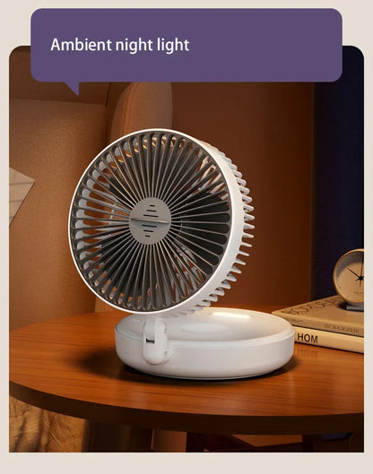 5000mAh 3IN1 Rechargeable Multifunctional Portable Fan Wall Mounted Fan 90° Folding Fan 4 Gears With Warm Night Light New 2025
