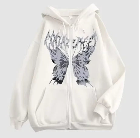 Men's Hoodie Coat Fun Skeleton Butterfly Zipper Hoodie Loose and Comfortable Sports Shirt Long Sleeve Top