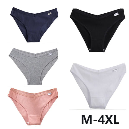 Women Cotton Panties - 5PCS Mid Rise Briefs Plus Size Sexy Ladies Underwear