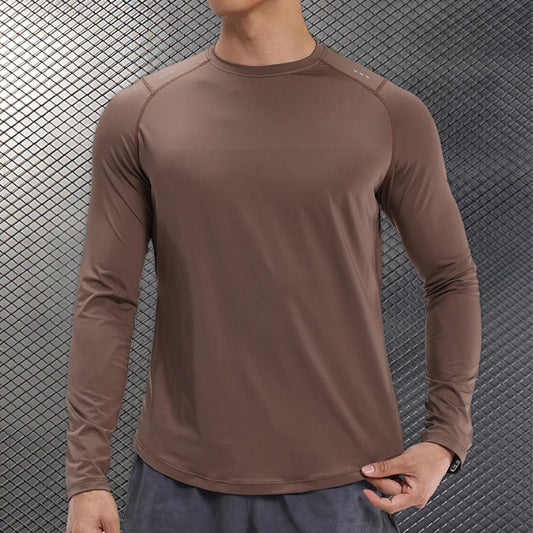 Men Compression Shirt - Long Sleeve Running Gym Top With Moisture Wicking Fabric