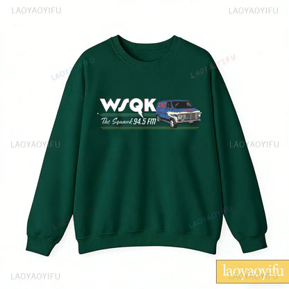 WSQK The Squawk 94.5 FM Radio Sweatshirt Wsqk Unisex Sweatshirts Vintage Sci-fi Crewneck 80s Nostalgic Sweater Retro Shirt Gift