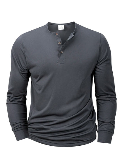 Mens Long Sleeve Henley V-neck Lightweight Long sleeves Casual Cotton Slim Fit Basic Loose Fitness Sports Breathable Top
