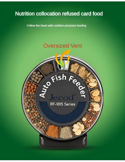Automatic Fish Feeder｜Dual Moisture-Proof Bins｜100ml Capacity｜Precise Timing｜Anti-Jam Multi-Feed Compatible｜Easy to Clean