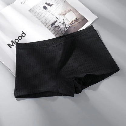 Women Pure Cotton Flat Angle Underwear with High Waist and Tight Belly Thread, Antibacterial Cotton Pants Four Corner Panties