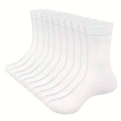 Mens Cotton Crew Socks - 10 Pairs Casual Business Breathable Size 38-45