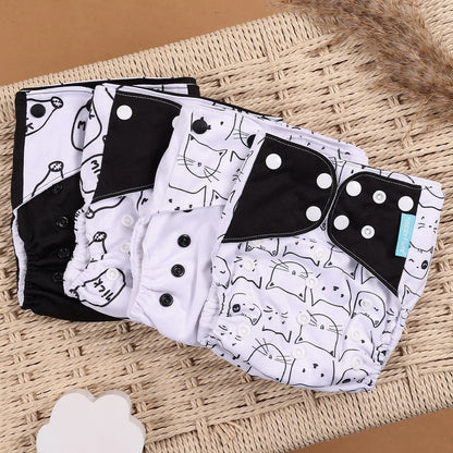 Eco Friendly Cloth Diaper - HappyFlute 4Pcs Reusable Baby Diaper Set Waterproof Pocket Design