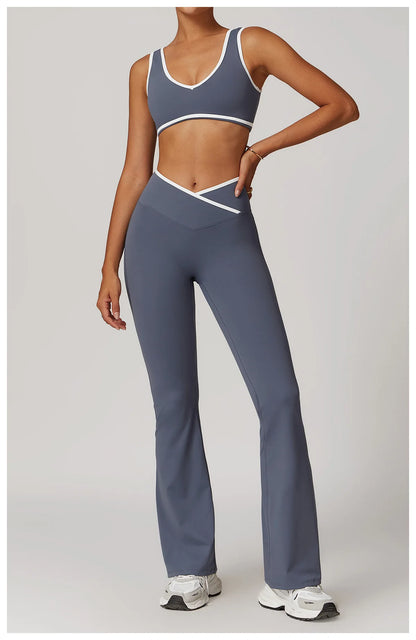 Yoga Workout Set – High Waist Leggings & Sports Bra Outfit | Breathable Fitness Sportswear