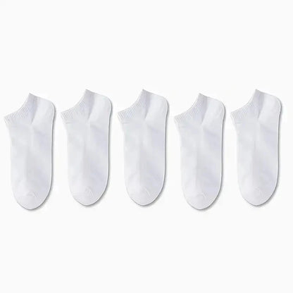 5/10 Pairs Men's  Boat Socks Business Sport Sweat Absorption Mature Summer Autumn Solid Color Non Pilling Versatile Ankle Socks