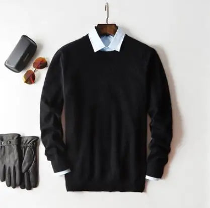Cashmere Pullover Sweater - Men's V Neck Warm Cotton Blend Knitwear For Autumn Winter