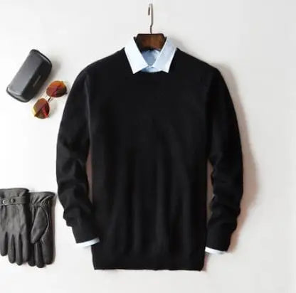 Cashmere Pullover Sweater - Men's V Neck Warm Cotton Blend Knitwear For Autumn Winter