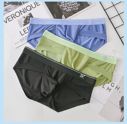 Sexy Men's boxer Ice screen hole cueca large convex  breathable quick dry men's boxers solid color underpants men underwear new